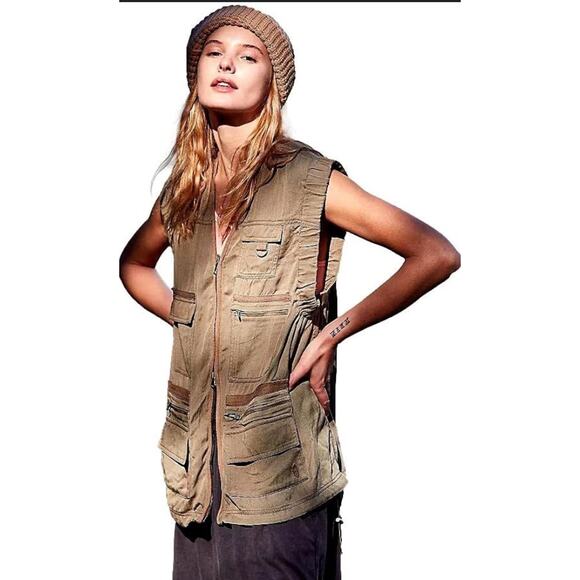 Free people movement hang time brown vest EUC size small - Picture 1 of 11